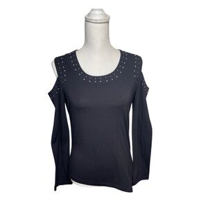 Harley-Davidson Black Studded Cold Shoulder Blouse